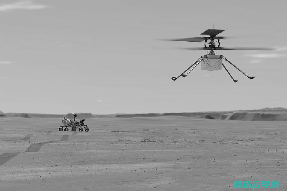 在火星上航行的直升机