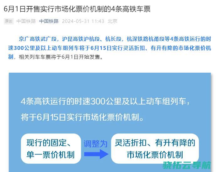 最低55折四条车票拟履行市场化票价机制